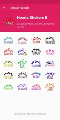 Stickers Hearts android App screenshot 0